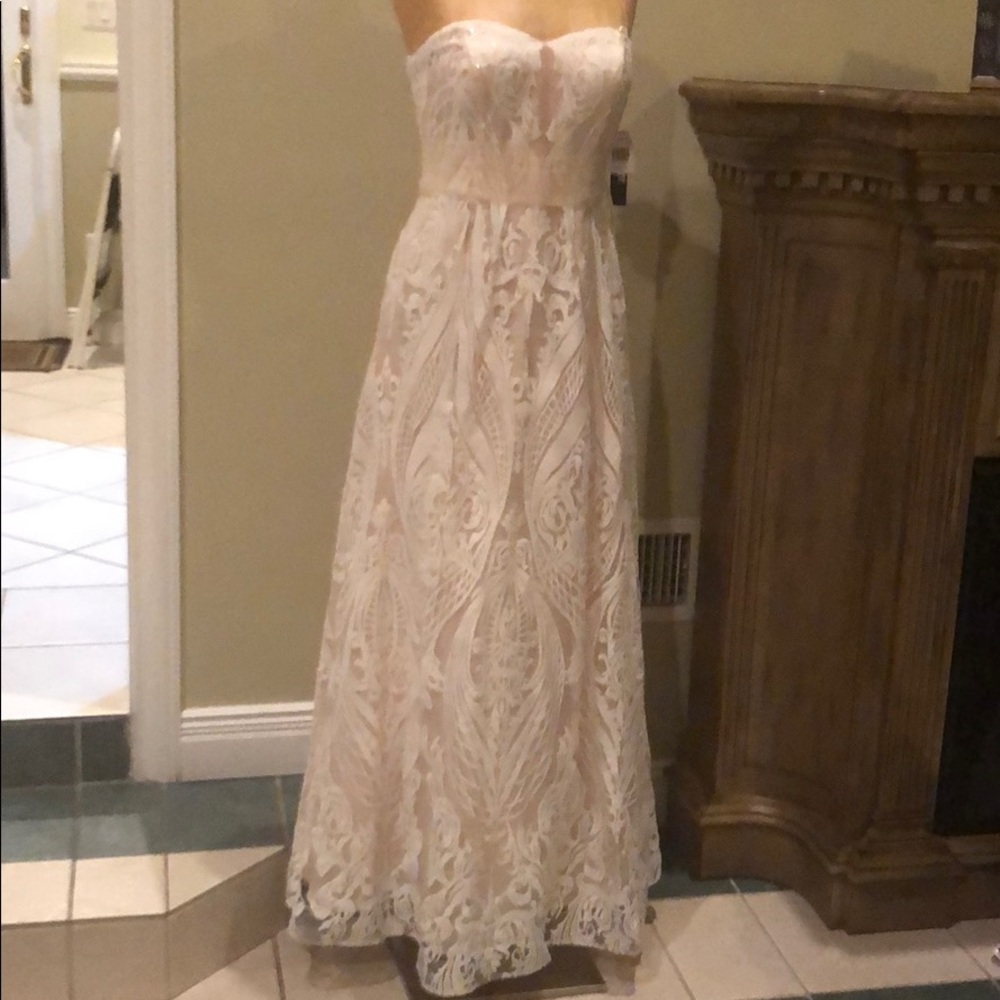 Decode 1.8 Embroidered Sparkle Strapless Ball Gown